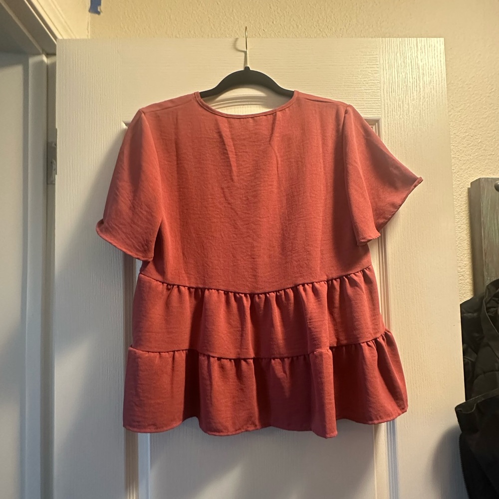 Solid Muave Ruffle Blouse - Picture 2 of 2